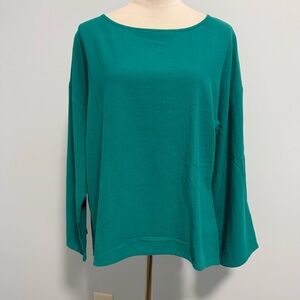 Soft surroundings 3/4 sleeve cotton‎ turquoise top size S